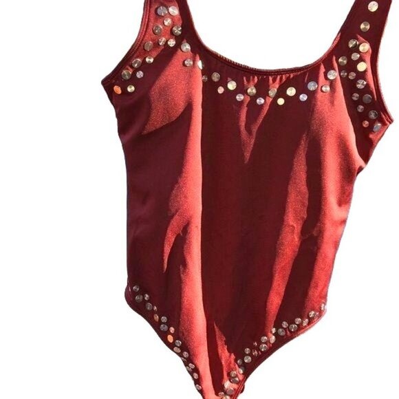 No Boundaries Swimsuit Girls Size 5 One Piece Rust Color Gold Discs New NWOT - Picture 3 of 11